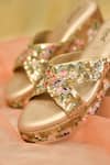 Shop_Around Always_Gold Zari, Sequins Tara Embroidered Wedges _Online_at_Aza_Fashions