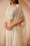 Shop_Roqa_Off White Blouse And Lehenga Modal Satin Embroidery Abida Pearl Border Cape Set _Online_at_Aza_Fashions