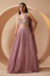 Buy_Roqa_Pink Lehenga And Dupatta Georgette Embroidery Pearls Daliana Sequin Blouse Set _at_Aza_Fashions