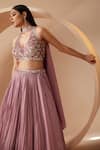 Roqa_Pink Lehenga And Dupatta Georgette Embroidery Pearls Daliana Sequin Blouse Set _Online_at_Aza_Fashions