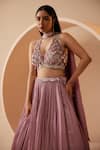 Buy_Roqa_Pink Lehenga And Dupatta Georgette Embroidery Pearls Daliana Sequin Blouse Set _Online_at_Aza_Fashions