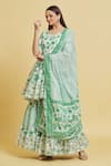 Buy_Samyukta Singhania_Green Cotton Printed Floral Sweetheart Kurta Sharara Set _Online_at_Aza_Fashions