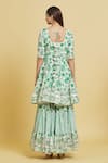 Shop_Samyukta Singhania_Green Cotton Printed Floral Sweetheart Kurta Sharara Set _at_Aza_Fashions