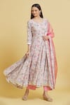 Buy Samyukta Singhania Pink Cotton, Organza Gota Patti, Embroidery Lotus Print Anarkali Pant Set at Aza Fashions Buy_Samyukta Singhania_Pink Cotton, Organza Gota Patti, Embroidery Lotus Print Anarkali Pant Set _at_Aza_Fashions