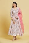 Buy Samyukta Singhania Pink Cotton, Organza Gota Patti, Embroidery Lotus Print Anarkali Pant Set Online at Aza Fashions Buy_Samyukta Singhania_Pink Cotton, Organza Gota Patti, Embroidery Lotus Print Anarkali Pant Set _Online_at_Aza_Fashions