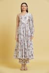 Samyukta Singhania Off White Muslin Embroidery Asymmetric Floral Print Anarkali Pant Set Online at Aza Fashions Samyukta Singhania_Off White Muslin Embroidery Asymmetric Floral Print Anarkali Pant Set _Online_at_Aza_Fashions