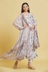 Buy Samyukta Singhania Off White Muslin Embroidery Asymmetric Floral Print Anarkali Pant Set Online at Aza Fashions Buy_Samyukta Singhania_Off White Muslin Embroidery Asymmetric Floral Print Anarkali Pant Set _Online_at_Aza_Fashions
