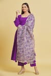Samyukta Singhania_Purple Cotton, Organza Embroidery, Tassels Anarkali Set With Printed Dupatta _Online_at_Aza_Fashions