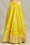 Adara Khan_Yellow Lehenga And Blouse Cotton Embellished Gota Applique V Neck Set_at_Aza_Fashions