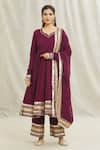 Buy_Samyukta Singhania_Purple Cotton, Organza Gota Patti Placement Work Anarkali Pant Set _at_Aza_Fashions
