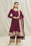 Buy_Samyukta Singhania_Purple Cotton, Organza Gota Patti Placement Work Anarkali Pant Set _Online_at_Aza_Fashions