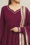 Shop_Samyukta Singhania_Purple Cotton, Organza Gota Patti Placement Work Anarkali Pant Set _Online_at_Aza_Fashions