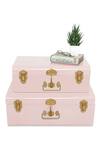 Shop Living With Elan Pink Metal Solid Rectangular Storage Trunks - Set Of 2 at Aza Fashions Shop_Living With Elan_Pink Metal Solid Rectangular Storage Trunks - Set Of 2_at_Aza_Fashions