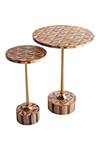 Shop_Logam_Brown Mild Steel, Sheesham Wood And Mdf Marquetry Table_Online_at_Aza_Fashions