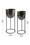 Logam_Black Mild Steel Plain Nordic Planter - Set Of 2_at_Aza_Fashions