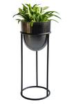 Shop_Logam_Black Mild Steel Plain Nordic Planter - Set Of 2