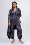 Buy_Mamicha_Black Satin Crepe Print Mosaic V Nighthawks Asymmetric Tunic With Pant _Online_at_Aza_Fashions