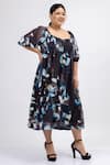 Buy_Mamicha_Black Georgette Print Lily Bloom Square Judith Midi Dress _Online_at_Aza_Fashions