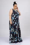 Buy_Mamicha_Black Georgette Print Starry Night Round Maxi Gown _Online_at_Aza_Fashions