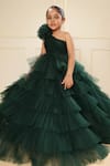 Shop_LittleCheer_Green Net Layered Ball Gown _Online_at_Aza_Fashions