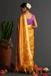 Shop_Five Point Five_Yellow Muslin Falguni Checkered Woven Saree With Running Blouse _at_Aza_Fashions