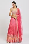 Buy_Jiya By Veer Design Studio_Pink Net, Silk Sequins, Traditional Elephant And Bandhani Print Lehenga Blouse Set _at_Aza_Fashions