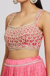 Shop_Jiya By Veer Design Studio_Pink Net, Silk Sequins, Traditional Elephant And Bandhani Print Lehenga Blouse Set _Online_at_Aza_Fashions