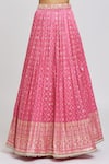 Jiya by Veer Design Studio_Pink Jacquard Embroidery Tonal Peony Bloom Print And Lehenga Blouse Set _at_Aza_Fashions