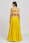 Shop_Jiya by Veer Design Studio_Yellow Georgette Sequins, Beads Bandhani Pattern Embellished Jacket Lehenga Set _at_Aza_Fashions