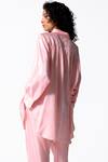 Shop_OFRIDA_Pink Cotton Silk Side Tape Collar Shirt _at_Aza_Fashions