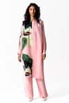 Buy_OFRIDA_Pink Cotton, Silk Round Neck Budding Bloom Print Tunic_at_Aza_Fashions