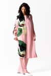 OFRIDA_Pink Cotton, Silk Round Neck Budding Bloom Print Tunic_Online_at_Aza_Fashions