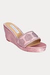 Buy_Riya Jaisinghani_Pink Embellished Aadya Crystal Wedges _Online_at_Aza_Fashions