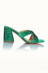 Riya Jaisinghani_Green Embellished Aisha Crystal Heels _Online_at_Aza_Fashions