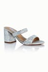 Buy_Riya Jaisinghani_Silver Embellished Charvi Geometric Crystal Work Block Heels _at_Aza_Fashions