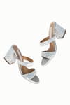 Shop_Riya Jaisinghani_Silver Embellished Charvi Geometric Crystal Work Block Heels _at_Aza_Fashions