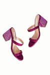 Shop_Riya Jaisinghani_Purple Embellished Lyna Satin Block Heels _at_Aza_Fashions