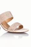 Riya Jaisinghani_Beige Embellished Mehr Crystal Block Heels _at_Aza_Fashions