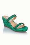 Buy_Riya Jaisinghani_Green Embellished Nayera Crystal Wedges _at_Aza_Fashions