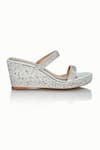 Buy_Riya Jaisinghani_Silver Embellished Nayera Crystal Satin Wedges _at_Aza_Fashions