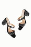 Shop_Riya Jaisinghani_Black Embellished Nyra Crytal Block Heel Sandals _at_Aza_Fashions