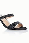 Riya Jaisinghani_Black Embellished Nyra Crytal Block Heel Sandals _at_Aza_Fashions