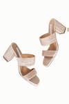 Shop_Riya Jaisinghani_Beige Embellished Tahira Crystal Block Heels _at_Aza_Fashions