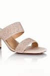 Riya Jaisinghani_Beige Embellished Tahira Crystal Block Heels _at_Aza_Fashions