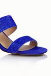 Riya Jaisinghani_Blue Embellished Tahira Crystal Satin Block Heels _at_Aza_Fashions