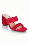 Buy_Riya Jaisinghani_Red Embellished Tahira Satin Block Heels _at_Aza_Fashions