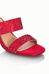 Riya Jaisinghani_Red Embellished Tahira Satin Block Heels _at_Aza_Fashions