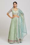 Buy_Jiya By Veer Design Studio_Green Organza, Net, Georgette Sequins, Wildflora Embroidered Lehenga Blouse Set _at_Aza_Fashions