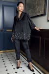 Buy_Rhe-Ana_Black 100% Polyester Embellished Pearl Cowl Berlin Top And Pant Set  _at_Aza_Fashions