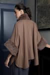 Shop_Rhe-Ana_Brown 100% Wool High Neck Collar Logan Oversized Cape  _at_Aza_Fashions